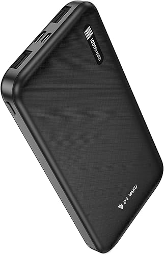 10000mAh Power Bank Portable Slim Design with Dual USB Output Type-C Micro (Input & Output) Lithium Polymer Battery Compatible with iPhone, Samsung, OnePlus & All Smartphones- Black — 77% Off on Amazon