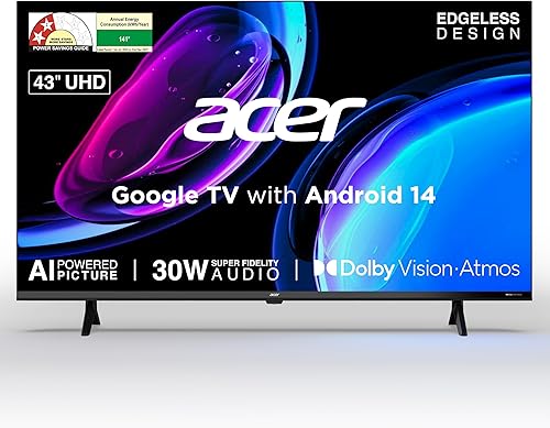 acer 108 cm (43 inches) Ultra I Series 4K Ultra HD Smart LED Google TV AR43UDGGU2875BD — 60% Off on Amazon