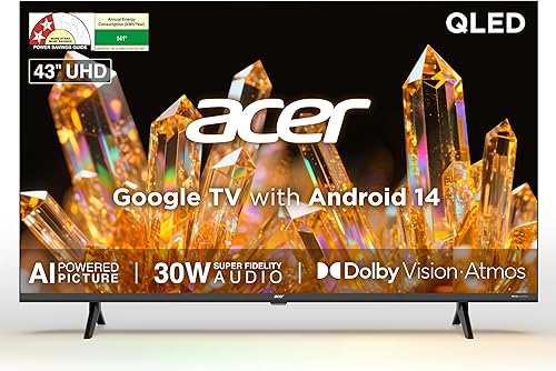 acer 108 cm (43 inches) Ultra V Series 4K Ultra HD Smart QLED Google TV AR43QDVGU2875BD — 62% Off on Amazon