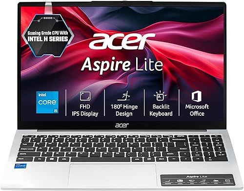 acer Aspire Lite 12th Gen Intel Core i5-12450H, Office 2024 + M365 Basic, 16GB RAM/512GB SSD, 39.62cm(15.6 inch) FHD IPS Display Win11H, Pure Silver, 1.7KG,AL15-52H, Backlit KB, Thin & Light Laptop — 27% Off on Amazon