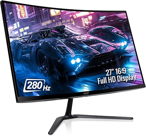 acer ED270 Z 27 Inch Full HD 1500 R Curved Gaming Backlit LED LCD Monitor I 1MS VRB, 280Hz Refresh Rate I AMD Freesync Premium I HDR10 I 2 x HDMI(2.0) 1 x DP(1.4), Audio Out I 2W x 2 Speakers I Black — 27% Off on Amazon