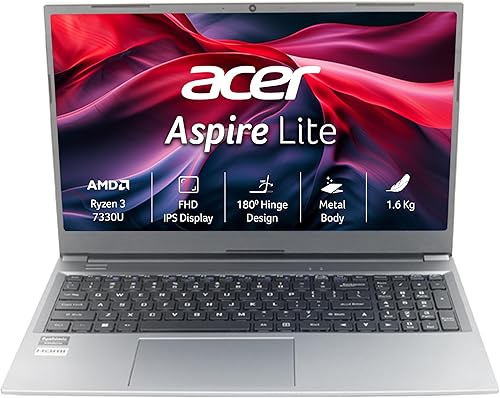 acer [SmartChoice Aspire Lite, AMD Ryzen 3 7330U Processor, 8 GB RAM, 512 GB SSD, Full HD, 15.6 inch/39.62cm, Windows 11 Home, Steel Gray, 1.6KG, AL15-41, Metal Body, Premium Thin and Light Laptop — 23% Off on Amazon