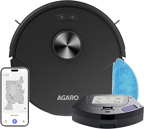 AGARO Alpha Pro Robot Vacuum Cleaner, 2-in-1 Vacuum & Mop, 8000Pa Suction, LiDAR Navigation, App Control, Up to 150min Runtime, Automatic Cleaning, Rechargeable Robotic Vacuum for Hard Floor & Carpet — 50% Off on Amazon