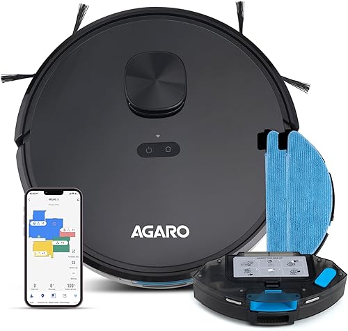 AGARO Alpha Robot Vacuum Cleaner, Brush, Dry Vacuum & Wet Mop, Automatic Cleaning, Upto 3200Pa Strong Suction, Rechargeable, App Control, Lidar Navigation, Editable Map to Clean, Hard Floor & Carpet — 62% Off on Amazon