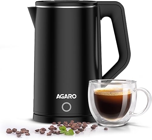 AGARO Elegant Electric Kettle, 1.8L, 1500 Watt, Double Layered Stainless Steel Inner Body, Quick Boil, Water Boiler, Hot Water Kettle, For Making Black Tea & Black Coffee, Auto Shut Off — 50% Off on Amazon