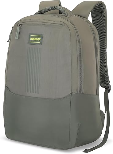 American Tourister New Bounce Style 01, 27L Volume College 4 Compartment Backpack with Front Organizer and Spacious Interiors for Unisex - Olive — 68% Off on Amazon