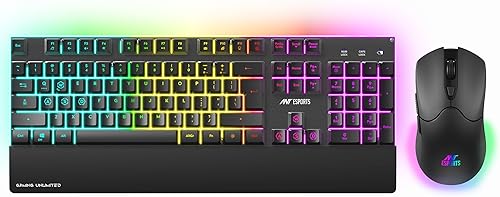 Ant Esports KM500W Pro Wireless Gaming Keyboard Mouse Combo, Rechargeable 104 Key LED Light Up Keyboard Ergonomic Wireless Gaming Mouse, Backlit Mouse Keyboard for Xbox PS5 PS4 PC Laptop — 65% Off on Amazon