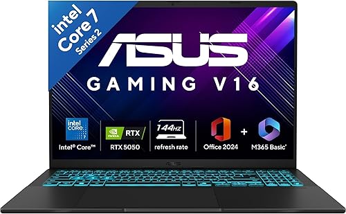 ASUS Gaming V16 (2025), 14th Gen,Intel Core 7 240H Gaming Laptop(RTX 5050-8GB/16GB RAM/512GB SSD/FHD+/16 inch/144Hz/Backlit Keyboard/Windows 11/M365*/Office Home 2024/Matte Black/1.95 Kg) V3607VH-RP038WS — 23% Off on Amazon
