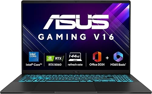 ASUS Gaming V16, Intel Core 7 240H Gaming Laptop(RTX 5060-8GB/16GB RAM/512GB SSD/FHD+/16 inch/144Hz/Backlit Keyboard/Windows 11/M365 Basic (1Year)*/Office Home 2024/Matte Black/1.95 Kg) V3607VM-RP057WS — 17% Off on Amazon