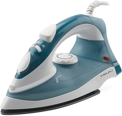 Bajaj MX 3 Neo Steam Iron | 1250 Watts Power For Faster Ironing | Vertical & Horizontal Ironing | Spray Function | Anti-Bacterial & Non-Stick Soleplate Coating | 2-Yr Warranty By Bajaj 【Blue】 — 55% Off on Amazon