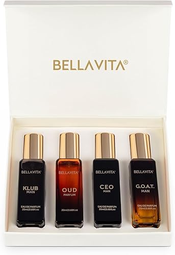 Bella Vita Luxury | Long Lasting Men Perfume Gift Set | 4x20ml | Perfume for Man | Gift for Man | Woody, Citrusy, Oud Premium Fragrance | KLUB, OUD, CEO, G.O.A.T — 35% Off on Amazon