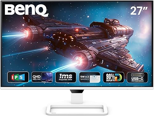 BenQ EW270Q 27 inch 2K QHD 200Hz IPS Gaming Monitor | HDRi|1200:1 Contrast|90% P3 Gamut|350 nits|Built-in-Speakers(5W X2)|AMD FreeSync Premium|USB-C (65 W), HDMI|Eye-Care| Game Color Mode — 40% Off on Amazon