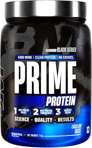 Bigmuscles Nutrition Prime Protein [1kg] | Whey Protein Isolate & Concentrate | With Digestive Enzymes, Probiotic Enzymes | 24g Protein, 10g EAA [Rich Chocolate] — 47% Off on Amazon
