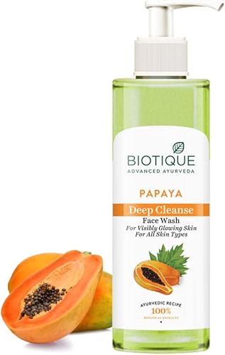 Biotique Papaya Deep Cleanse Face Wash | Gentle Exfoliation | Visibly Glowing Skin | 100% Botanical Extracts| Suitable for All Skin Types | 200ml — 54% Off on Amazon