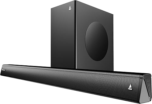 Boat Aavante 2.1 2000D, Dolby Audio, 200W Signature Sound, 2.1CH Wired Subwoofer,Multiple Ports & EQ Modes, Bluetooth Sound bar, Home Theatre Soundbar Speaker (Premium Black) — 74% Off on Amazon