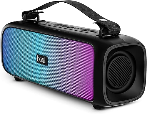 Boat Stone 580 Bluetooth Speaker with 12W RMS Stereo Sound, LED Lights, Up to 8 HRS Playtime, TWS Feature, FM Radio, Multi-Compatibility Mode, IPX4(Midnight Black) — 68% Off on Amazon
