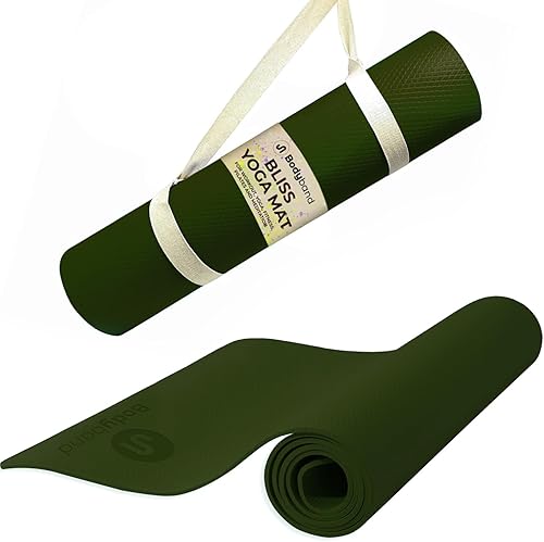 Bodyband Yoga Mat for Women and Men 4mm with Carry Strap EVA Material Extra Thick Exercise Mat for Workout Yoga Fitness Pilates and Meditation, Anti Tear Anti Slip For Home & Gym Use - Army Green — 73% Off on Amazon
