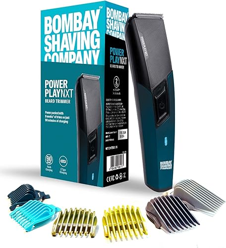 Bombay Shaving Company Power Play NXT Trimmer, 9 Weeks of trimming, 90 mins run time with Type C, 6 comb attachments, Self sharpening blades | Trimmer for Men — 35% Off on Amazon