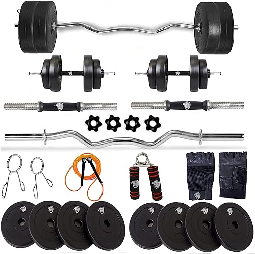 BULLAR Home Gym Set (8-30) kg Home Gym Combo with Curl Rod and Pair of Dumbbell Rods Gym Equipment for Men and Exercise Accessories for Fitness. (10 kg Home Gym Set) — 91% Off on Amazon