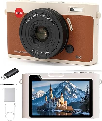 Cason 5K Digital Camera for Photography – 72MP Digital Point and Shoot Camera for Photos and Video with Touchscreen Autofocus,18X Zoom & WiFi Mini Digi Cameras Vintage for Adults — 42% Off on Amazon