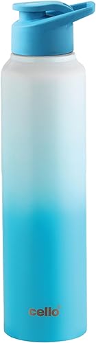 CELLO Aqua Pro Max Stainless Steel Water Bottle 1000 ml White & Blue | ISI Certified Single Wall Rust & Leakproof Fridge Safe Stylish Easy Grip Colorful Steel Water Bottle For Office & Daily Use — 46% Off on Amazon