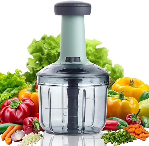 Chopper for Kitchen Use 1100 ML, Push Chopper with 6 Blades, Vegetable ChopperKitchen Accessories Items for Home Cutting Vegetables, Onion, Ginger, Garlic, Salad, Tomato, Potato (C2) — 52% Off on Amazon