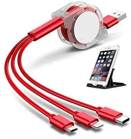 Combo Offer 3.0A Fast Charger Cord, Multiple Charging Cable 1.2m 3-in-1 USB Charge Cord Compatible with Phone/Type C/Micro USB for All Android and iOS Smartphones and One Mobile Stand — 85% Off on Amazon
