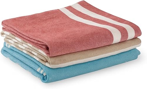 Cotton Premium Multicolour Handloom Towels for Bath | 180 GSM | Bath Towel | Towel for Men & Women | Size 30 x 60 Inches | Striped & Solid Pattern (Multicolor 1, Set of 3) — 84% Off on Amazon