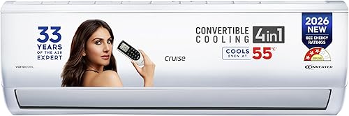 Cruise 1.5 Ton 3 Star Inverter Split AC with 7-Stage Air Filtration (100% Copper, Convertible 4-in-1, PM 2.5 Filter, New BEE Rated, CWCVBM-VQ3D173, White) — 42% Off on Amazon