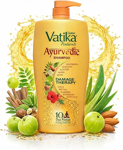 Dabur Vatika Naturals Ayurvedic Shampoo - 640 ml | 10 Natural Herb Extracts | Contains Rosemary, Aloe Vera, Amla, Almond & Bhringraj | Up to 100% Damage Repair | Everyday Shampoo for Women & Men — 62% Off on Amazon