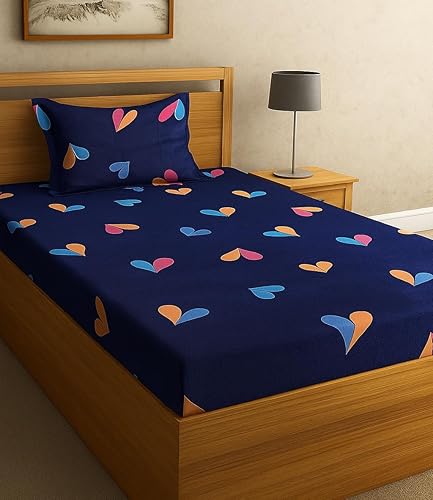 DECORUM Glace Cotton Single Bedsheet with 1 Pillow Cover | Soft, Durable, Lightweight & Skin-Friendly Fabric| Suitable for Single/Diwan Bed Size — 80% Off on Amazon