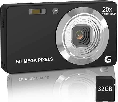 Digital Camera,4K Ultra Hd 56Mp Autofocus Camera,Digital Point And Shoot Camera With 20X Zoom Anti Shake,Video Camera With 32Gb Sd Card For Adults,Teens,Beginners(Black) — 29% Off on Amazon