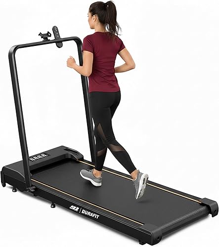 Durafit91 Compact 2.5HP Peak BLDC Motor Treadmill with Mobile Stand & Remote Control | 120 kg User Capacity | 6 km/h Max Speed | LED Display with Foldable Under-Desk Design | Home Use — 76% Off on Amazon
