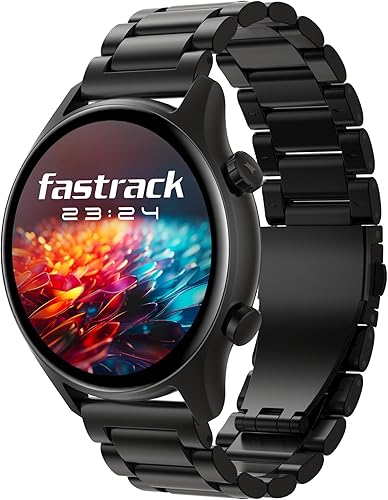Fastrack Astor FR2 Pro 1.43 inch AMOLED Stainless Steel Smart Watch with SpO2, Heart Rate, BT Calling, Adaptive AOD, Functional Crown, AI Voice Assistant – Smartwatch for Stylish Professionals (Black) — 36% Off on Amazon