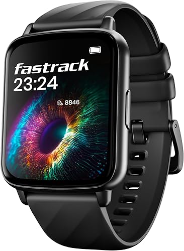 Fastrack Volt S1 Smart Watch for Man and Women Latest with 1.83 inch Display, Silicone Strap, BT Calling, 100+ Sports Modes, Heart Rate, SpO2, IP68, Ideal Smartwatch for Boys and Girls (Black) — 47% Off on Amazon