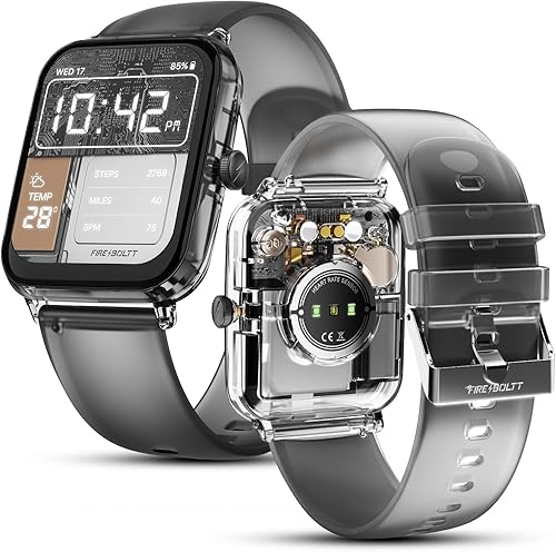 Fire-Boltt Ninja Phantom Smart Watch 1.83” Display, Transparent Clear Body Design, Bluetooth Calling, 120+ Sports Modes, Voice Assistant, AI Outfit Watch Face Smartwatch for Men & Women Black Smoke — 94% Off on Amazon