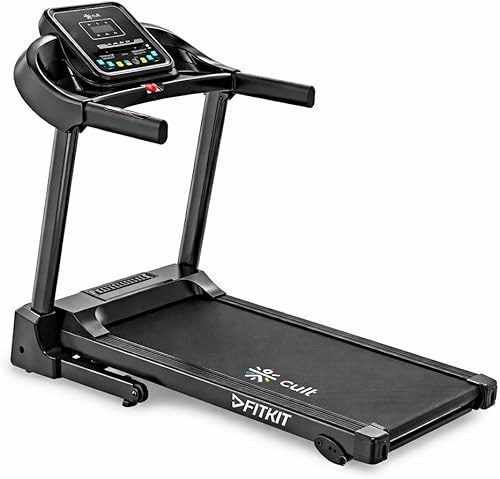 Fitkit by Cult TurboRun BLDC Motor Treadmill (5.5HP Peak) | 12.8km/h Max Speed, 120kg Weight Capacity | 12 Preset Programs, LED Display | AUX/MP3/USB | Home Gym Equipment, Black — 65% Off on Amazon