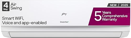Godrej 1 Ton 3 Star, Wi-Fi, AI Powered, 5 Years Comprehensive Warranty, 5-In-1 Convertible Cooling, 4 Way Air Swing, Inverter Split AC (Copper, Mode, AC 1T EI 12TINV3R32 WYQ IOlT, White) — 29% Off on Amazon