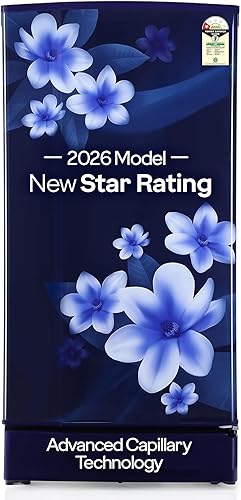 Godrej 180L 1Star Advanced Capillary Technology| Jumbo Vegetable Tray| Wired Shelves| 2.25L Bottle Space| Wide Shelf Space| Direct Cool Single Door Refrigerator (RD EDGE 205AN WRF PP BL, Pep Blue) — 30% Off on Amazon