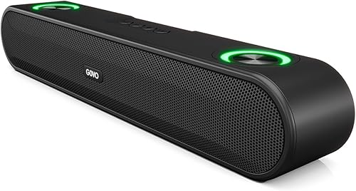 GOVO GoSurround 220 16W Bluetooth Sound bar, 2000 mAh Battery, 2.0 Channel with 52mm Drivers, Multicolor LED Lights with TWS, AUX, Bluetooth and USB (Platinum Black) — 72% Off on Amazon