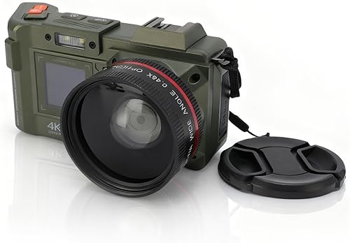 Gugxiom FHD 4K 70MP Digital Camera with Dual Screens, Autococus F1.8 DSLR Camera with WiFi Instant Instant 50x Digital Zoom, Fill Light (Green) — 22% Off on Amazon