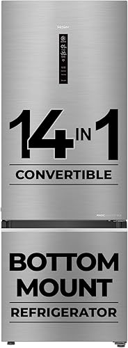 Haier 325 L 3 Star Frost Free Bottom Mount Double Door Refrigerator|Convertible 14-in-1|Jhukna Mat-Bottom Freezer|Digital Display Panel|Triple Inverter|Twist Ice Maker (HEB-333DS-P, Dazzle Steel) — 32% Off on Amazon