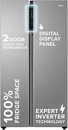Haier 596L 3Star 2 Door Side by Side Frost Free Refrigerator|100% Convertible|Expert Inverter|Digital Display Panel|Twist Ice Tray|Deo Fresh Technology (HES-690SS, Shiny Silver) — 43% Off on Amazon