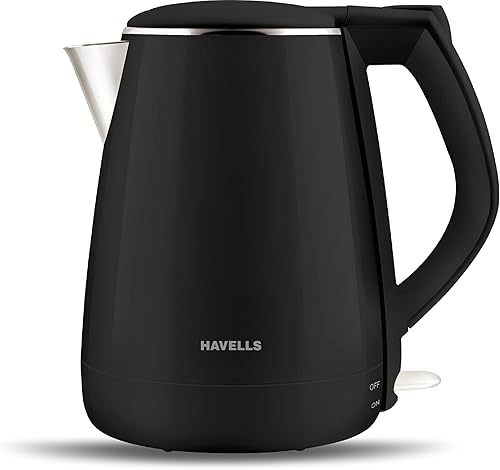 Havells Aqua Plus Electric Kettle 1.2 Litre, 1250 Watt | 304 Stainless Steel Inner Body | Cool Touch Body | Auto Shut-Off |Wider Mouth|2 Years Door Step Warranty by Havells (Black) — 48% Off on Amazon