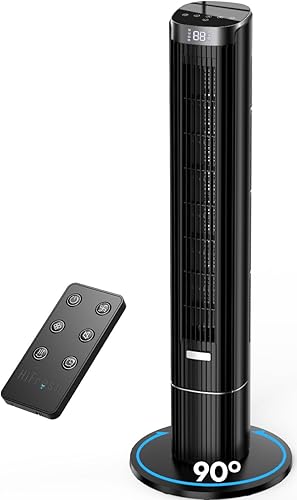 HIFRESH 110CM Tower Fan for Room, Touch & Remote, 4 Speeds & 4 Modes, 12 Timer, 25dB Quiet Operation, High Performance Bladeless Technology, 90° Oscillation Cover Room up to 25㎡, Low Power Consumption — 63% Off on Amazon