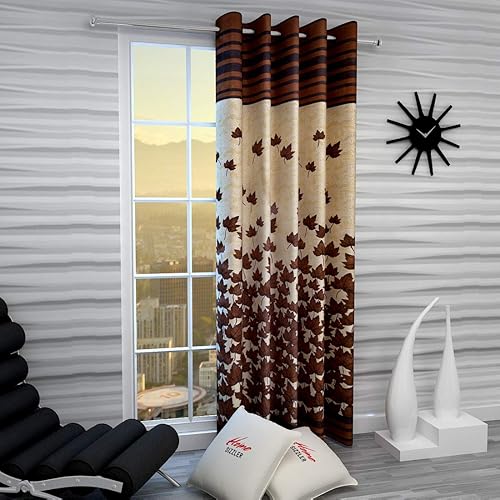 Home Sizzler 1 Piece Eyelet Polyester Window - 5ft Curtain, Brown — 58% Off on Amazon