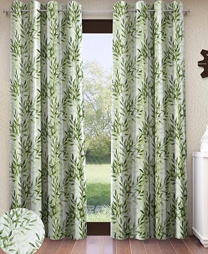Home Sizzler 2 Pieces Floral Flow Grommet Polyester Door Curtain - 7 Feet, Leaf Green — 60% Off on Amazon