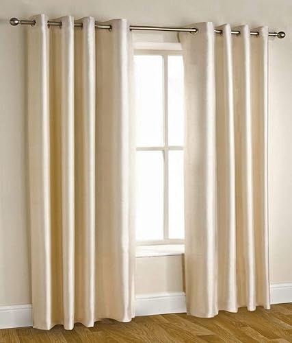 Homefab India Pack of 2 Royal Silky Cream Door Curtains with Stainless Steel Eyelets - 7 feet — 60% Off on Amazon