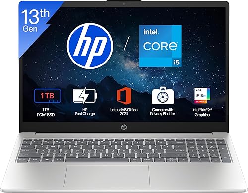 HP 15, 13th Gen Intel Core i5-1334U (16GB DDR4, 1TB SSD) FHD, Anti-Glare, Micro-Edge, 15.6’’/39.6cm, Win11, M365(1yr) Office24, Silver, 1.59kg, FD0552TU, Iris Xe, FHD Camera w/Shutter, Backlit Laptop — 23% Off on Amazon