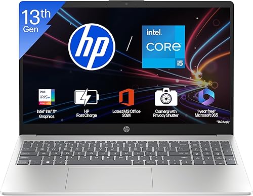 HP 15, 13th Gen Intel Core i5-1334U, (16GB DDR4,512GB SSD) Anti-Glare, Micro-Edge, FHD, 15.6’’/39.6cm, Win11, M365 Basic(1yr)* Office24, Silver, 1.59kg, fd0577TU, Iris Xe, FHD Camera w/Shutter Laptop — 21% Off on Amazon